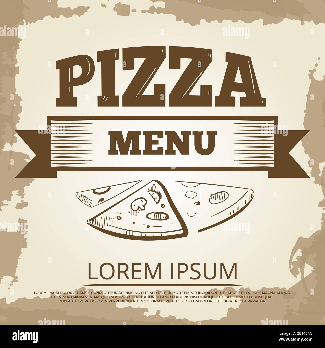 Design a poster per pizza vintage con elementi disegnati a mano. Illustrazione del vettore Illustrazione Vettoriale
