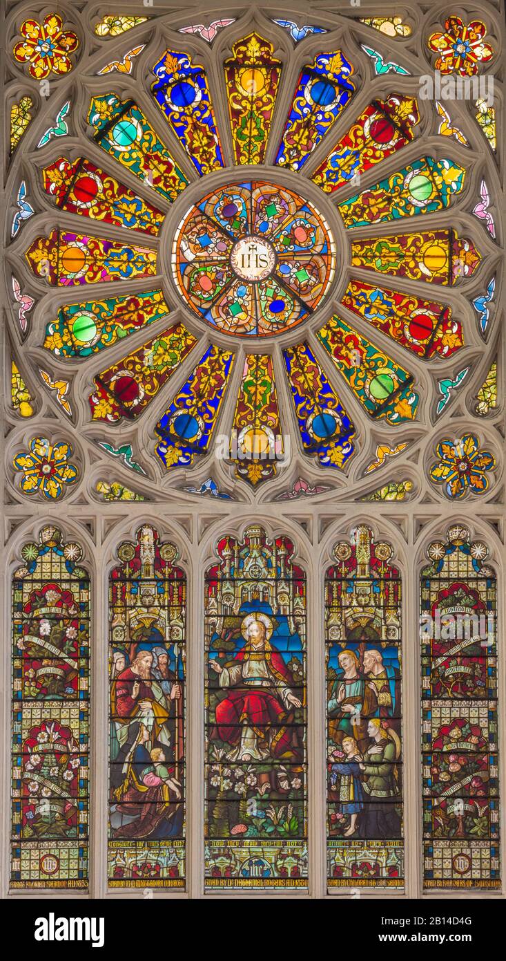 Londra, GRAN BRETAGNA - 14 SETTEMBRE 2017: La rosetta centrale nella chiesa di St. Catharine Cree dal 1630. Foto Stock