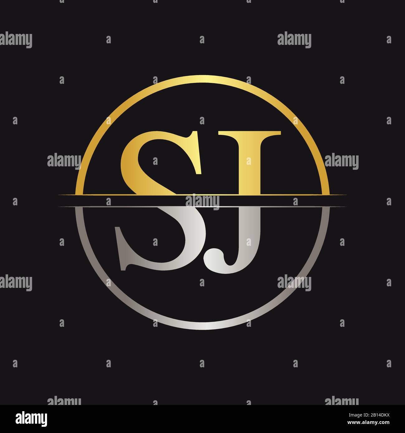 Lettera Iniziale Sj Logo Design Vector Template. Logo Lettera Sj Illustrazione Vettoriale