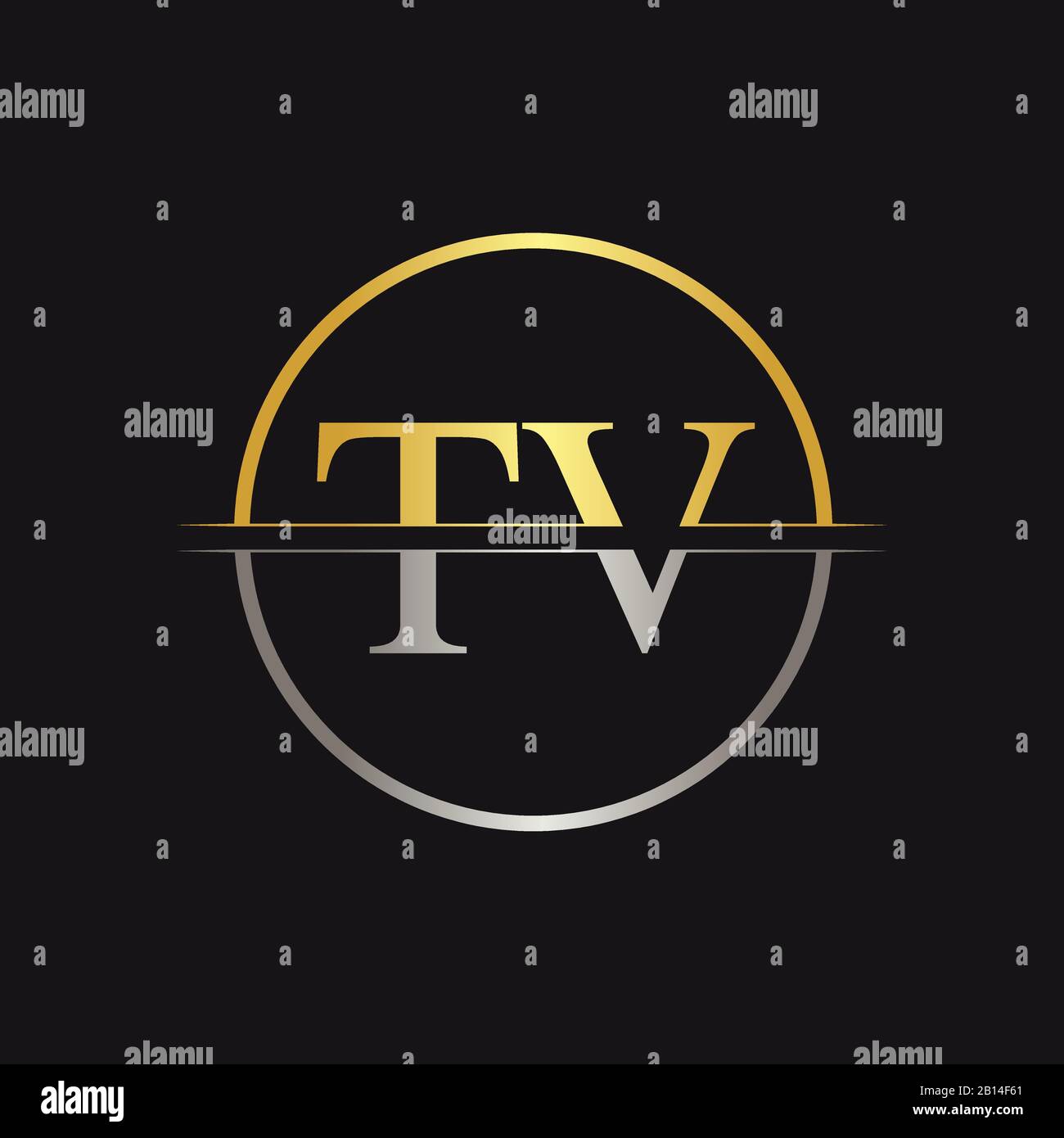 Modello Vettore Di Disegno Del Logo Della Tv Della Lettera Iniziale. Testo Collegato Tv Lettera Logo Design Illustrazione Vettoriale