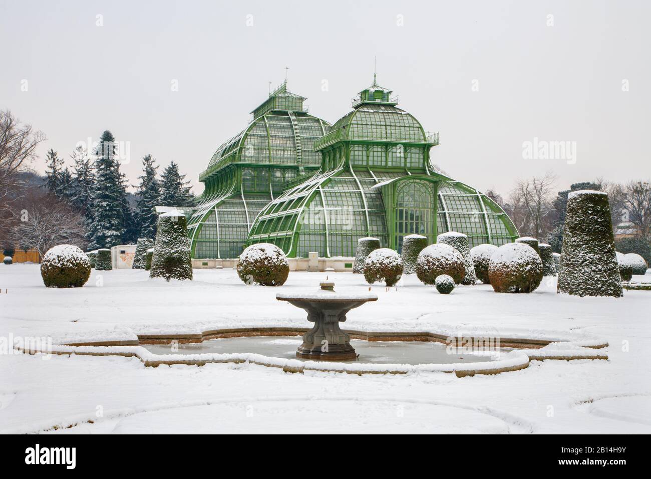 Vienna, AUSTRIA - 15 GENNAIO 2013: Le Serre del palazzo di Schonbrunn in inverno. Le serre sono state aperte nel 1882. Foto Stock