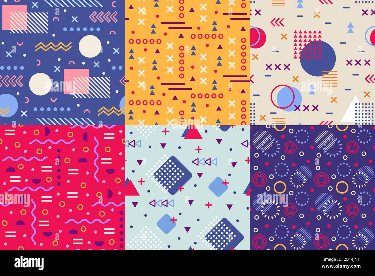 Memphis funky pattern. Retrò 90s astratto forme sfondi. Disegno creativo texture poster senza cuciture sfondo vettoriale Illustrazione Vettoriale