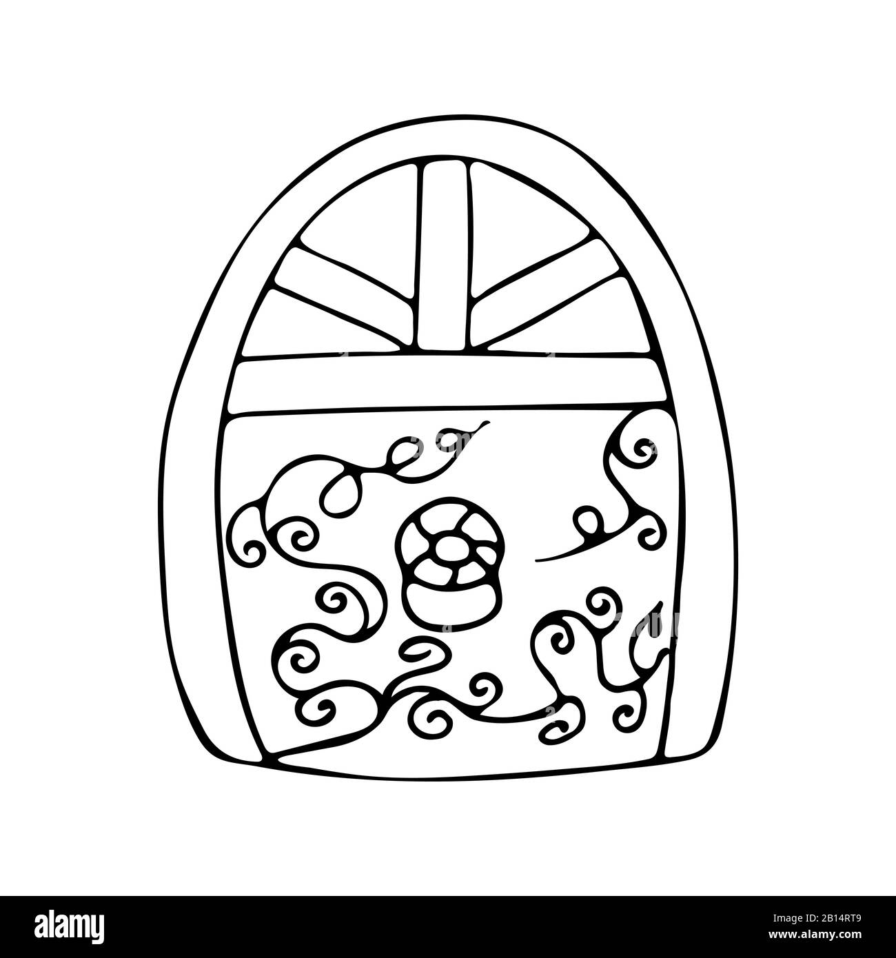Porta di una casa fiabesca su sfondo bianco in stile doodle. Impianto di risalita sulla porta. Anello di ferro per battere sulla porta Illustrazione Vettoriale Porta di una casa fiabesca su sfondo bianco in stile doodle. Impianto di risalita sulla porta. Anello di ferro per battere sulla porta Illustrazione Vettoriale