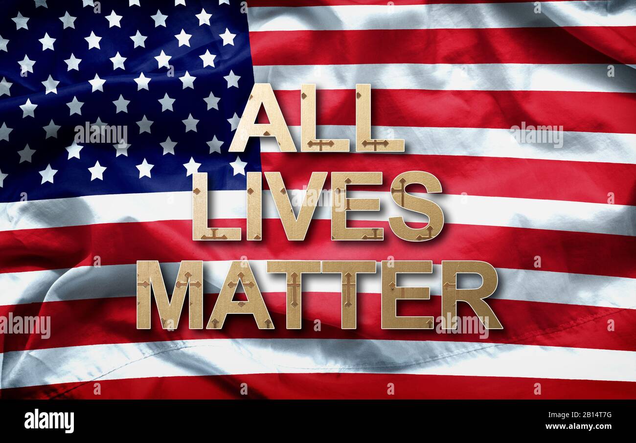 Tutte le vite contano lo slogan sul background americano della bandiera Foto Stock
