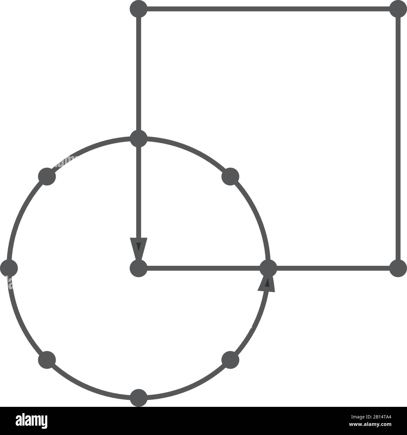 Impara a disegnare forme e figure geometriche. . Punti e linee. Illustrazione del vettore di stock isolata su sfondo bianco. Illustrazione Vettoriale