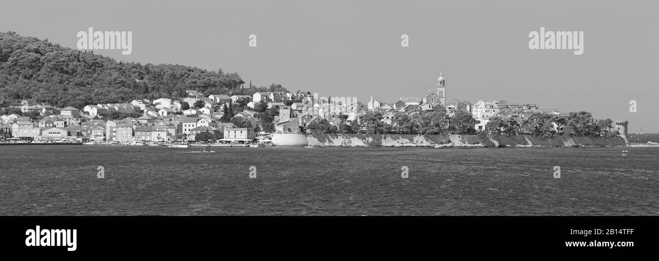 Croazia - il panorama della vecchia città di Korcula. Foto Stock