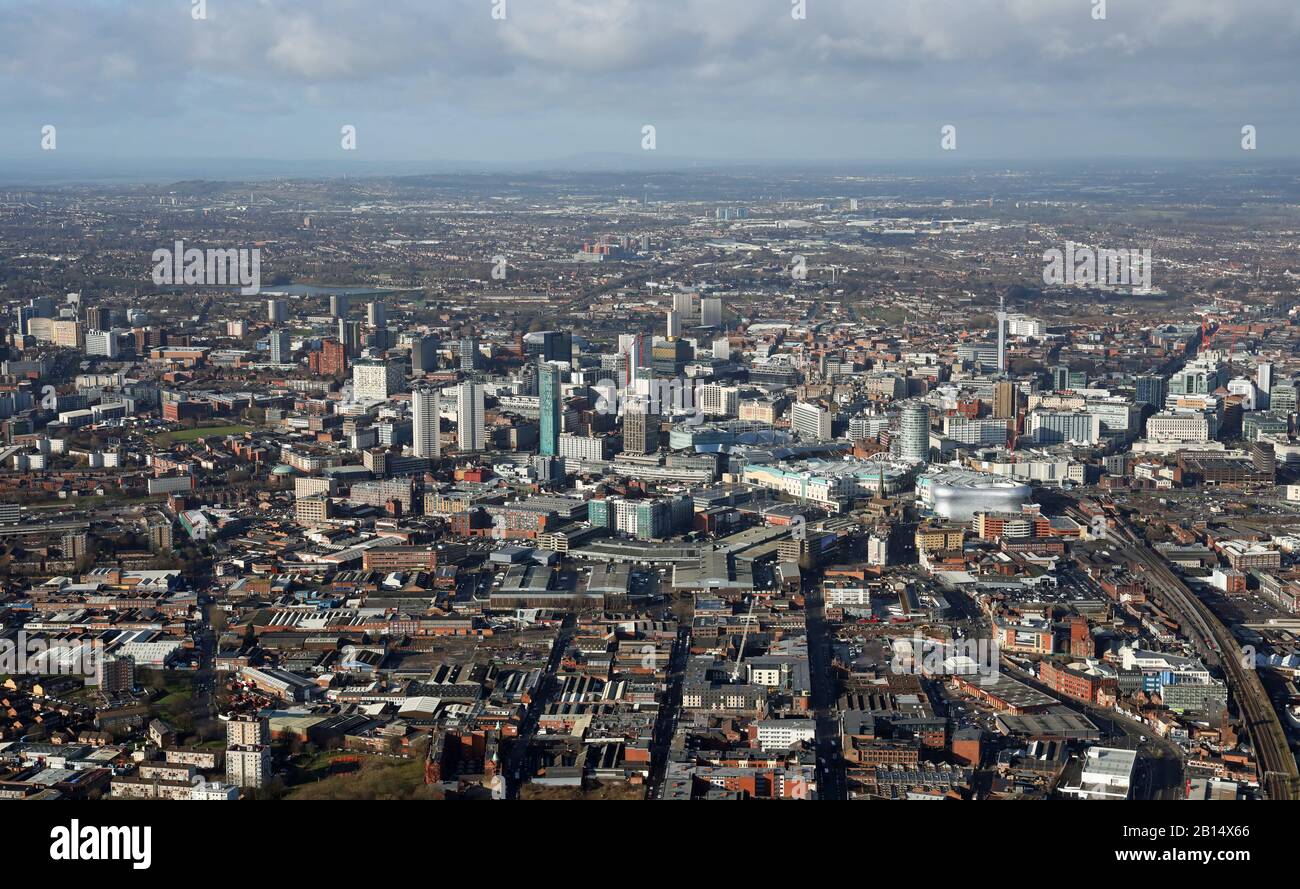 Vista aerea dello skyline di Birmingham, Regno Unito Foto Stock