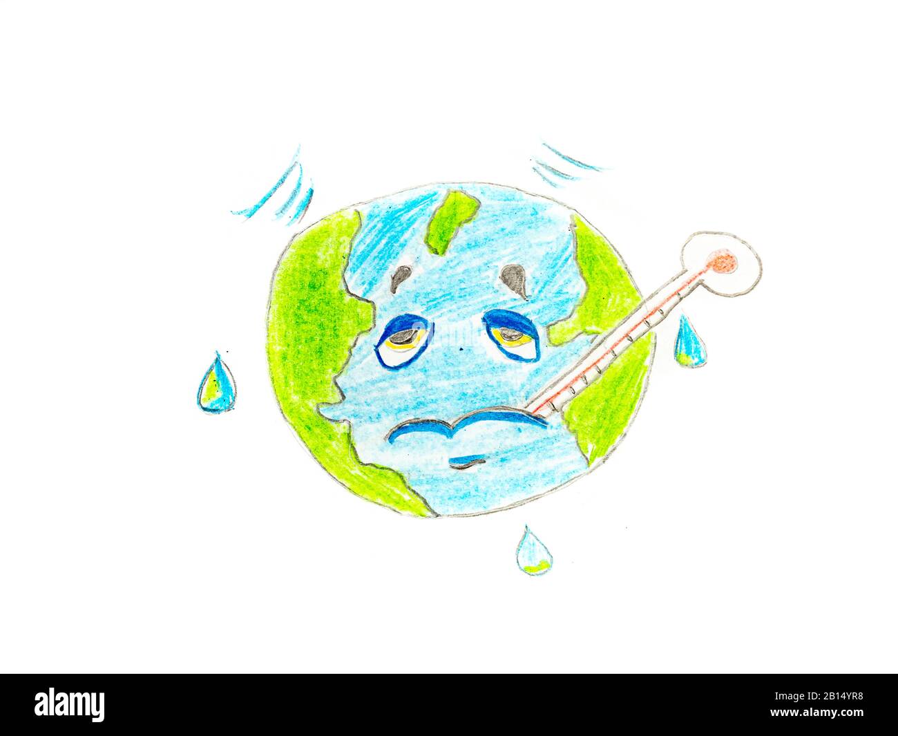 Disegno a terra con termometro clinico Foto Stock
