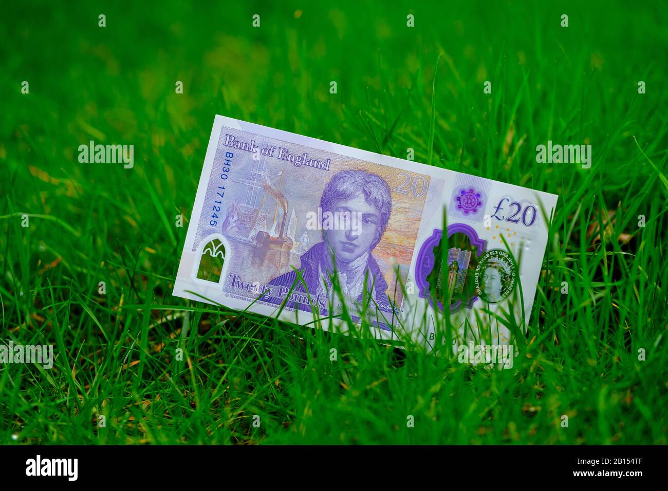 Nuova banconota da 20 libbre di polimero inglese rilasciata nel febbraio 2020 nel Regno Unito. Foto Stock