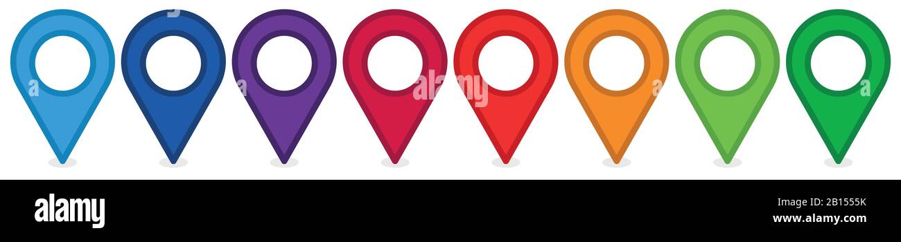 set di icone pin gps Illustrazione Vettoriale