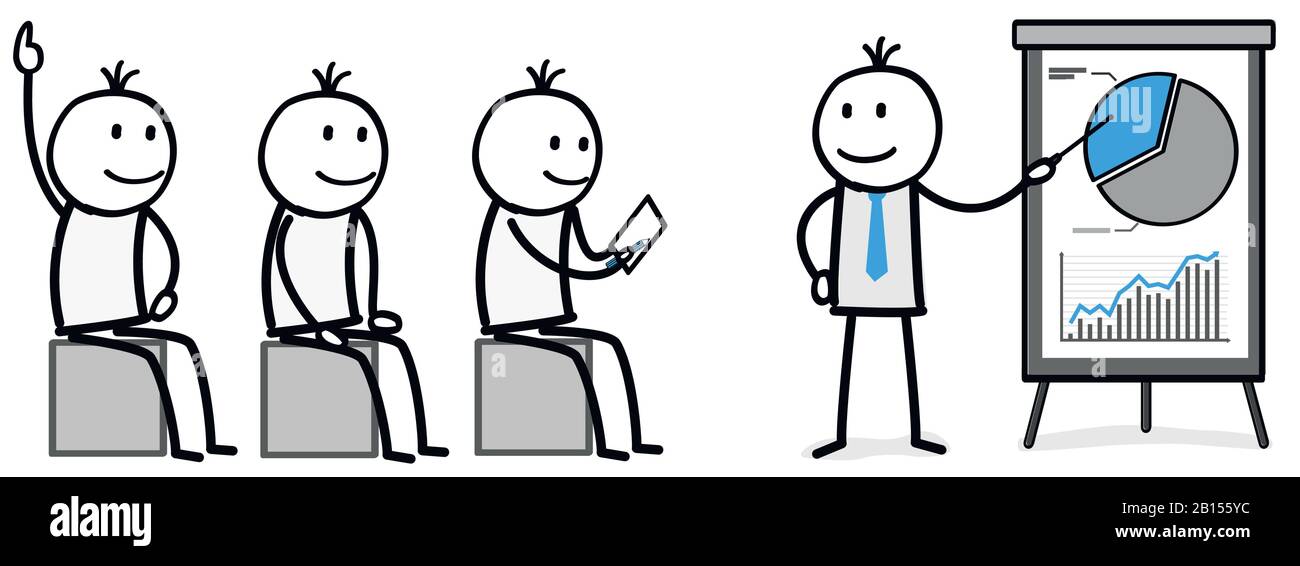 presentare qualcosa sulla lavagna a fogli mobili Illustrazione Vettoriale