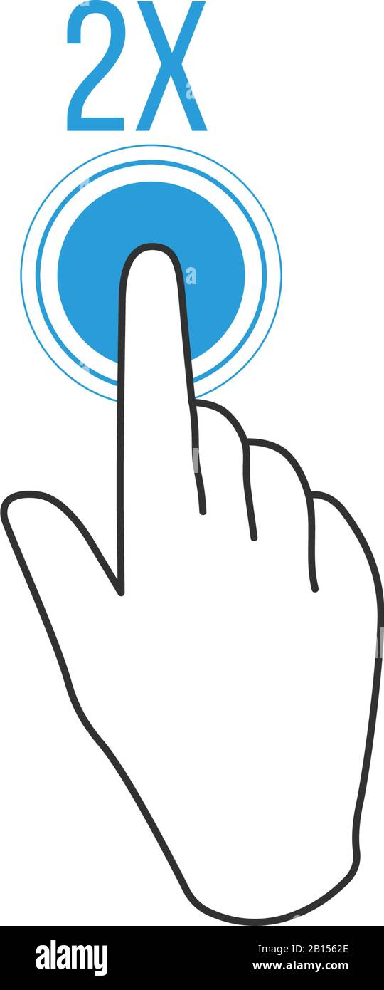 gesto doppio tocco con un dito isolato su sfondo bianco Illustrazione Vettoriale
