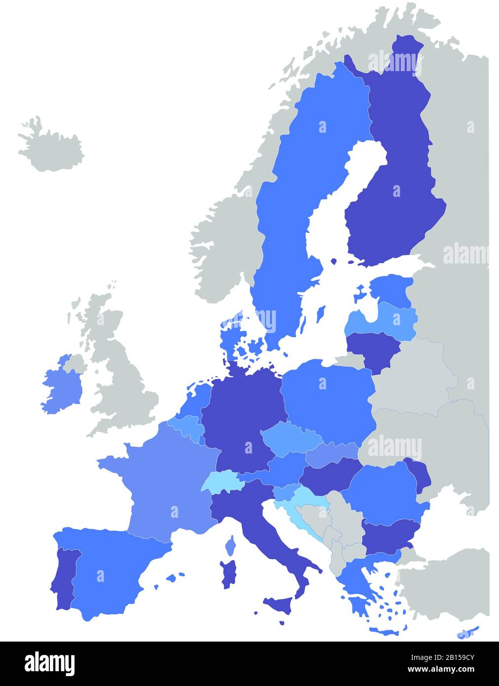 Mappa dell'Europa con tutti i membri dell'Unione europea Foto Stock