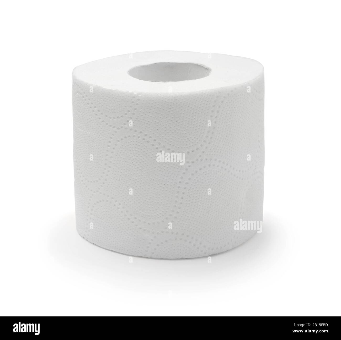 Rotolo di carta igienica isolato su sfondo bianco. Vista laterale. Foto Stock