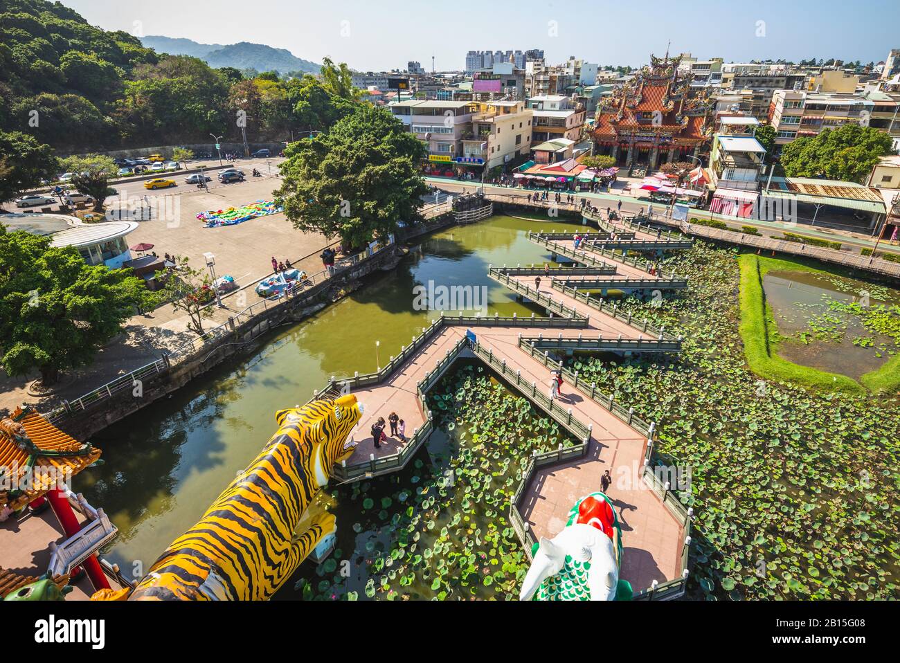 scenario di stagno di loto a kaohsiung, taiwan Foto Stock
