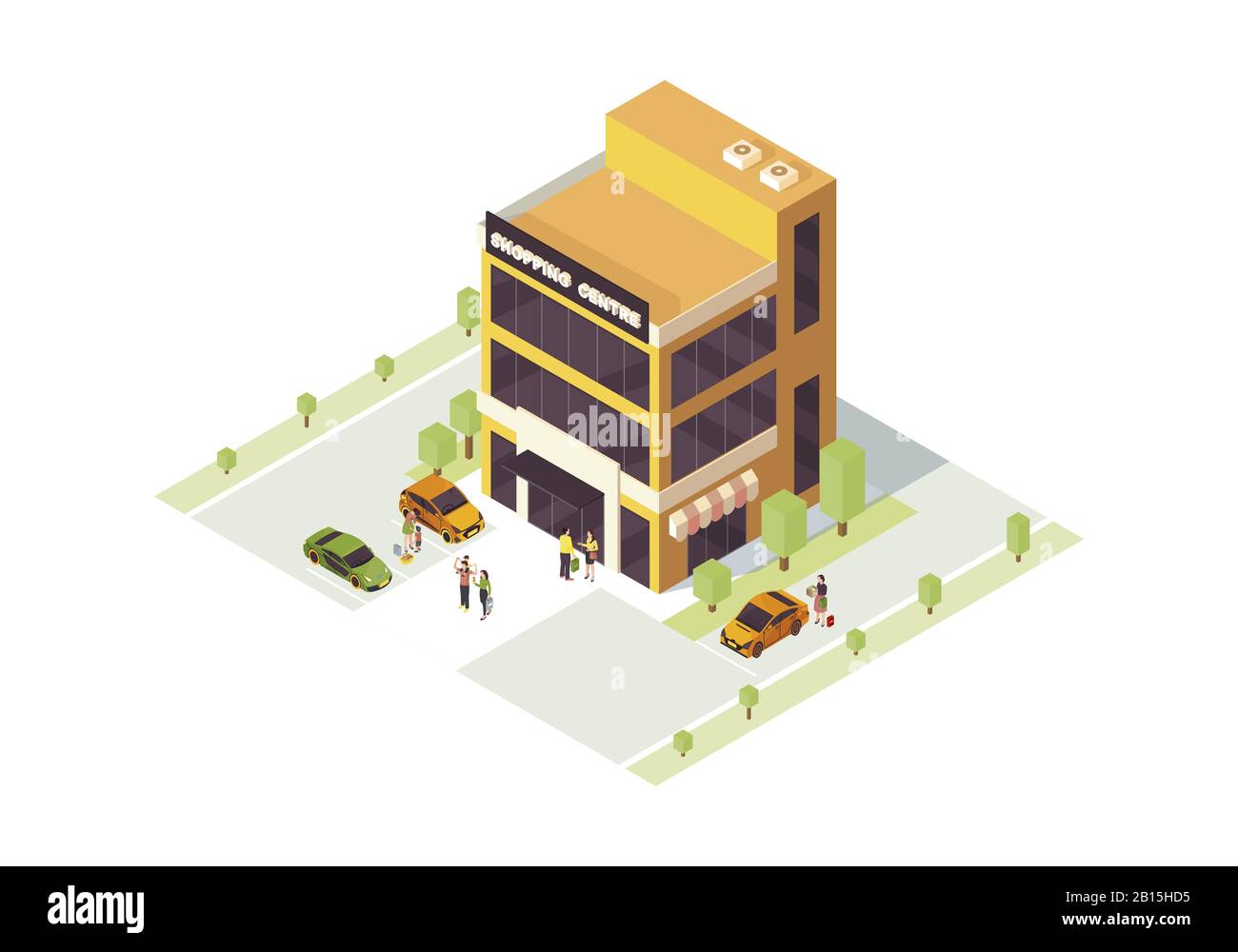 Centro commerciale isometrico colore vettore illustrazione Illustrazione Vettoriale