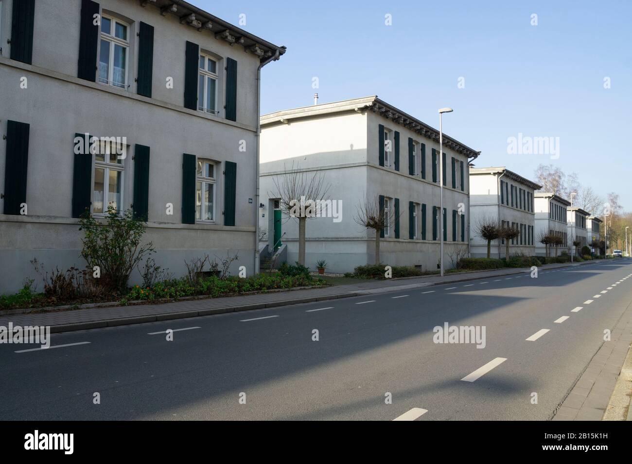 Colonia di edifici a testata sulla strada, Sektion VII, Kaiserau, Methler, Kamen, zona della Ruhr, Renania Settentrionale-Vestfalia, Germania, Europa Foto Stock