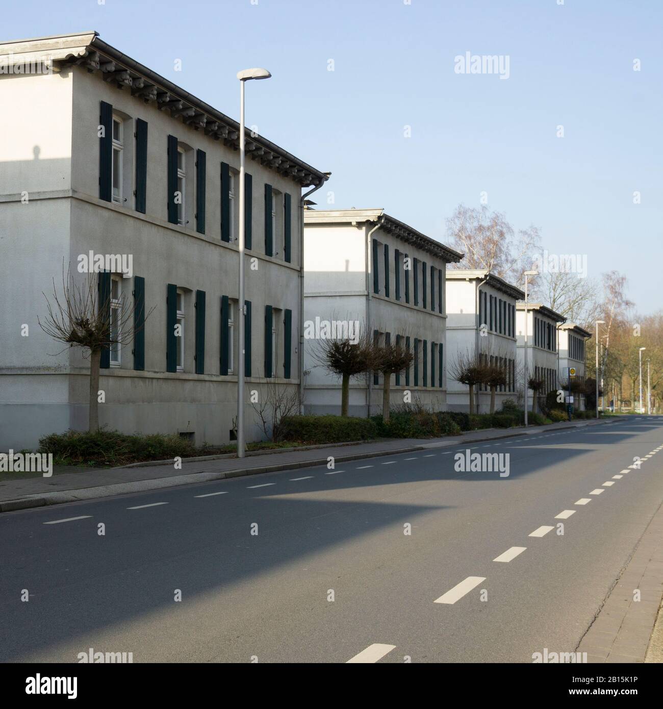 Colonia di edifici a testata sulla strada, Sektion VII, Kaiserau, Methler, Kamen, zona della Ruhr, Renania Settentrionale-Vestfalia, Germania, Europa Foto Stock