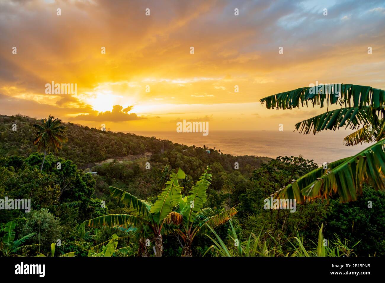 Bel tramonto che dipinge il cielo delle notti Foto Stock