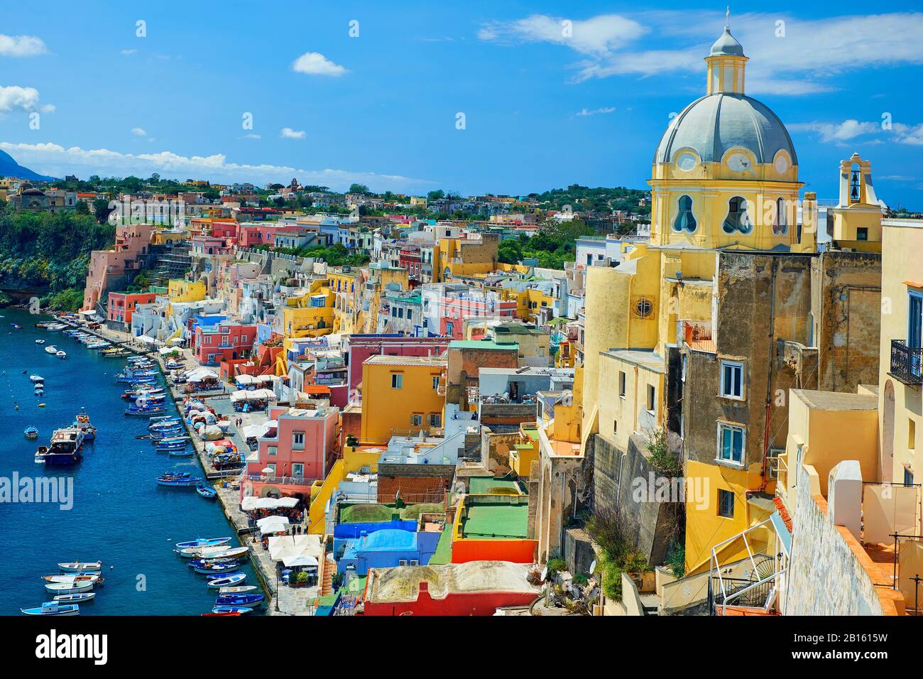 Case colorate di la Corricella. Isola di Procida,Campania, Napoli, Italia. Foto Stock