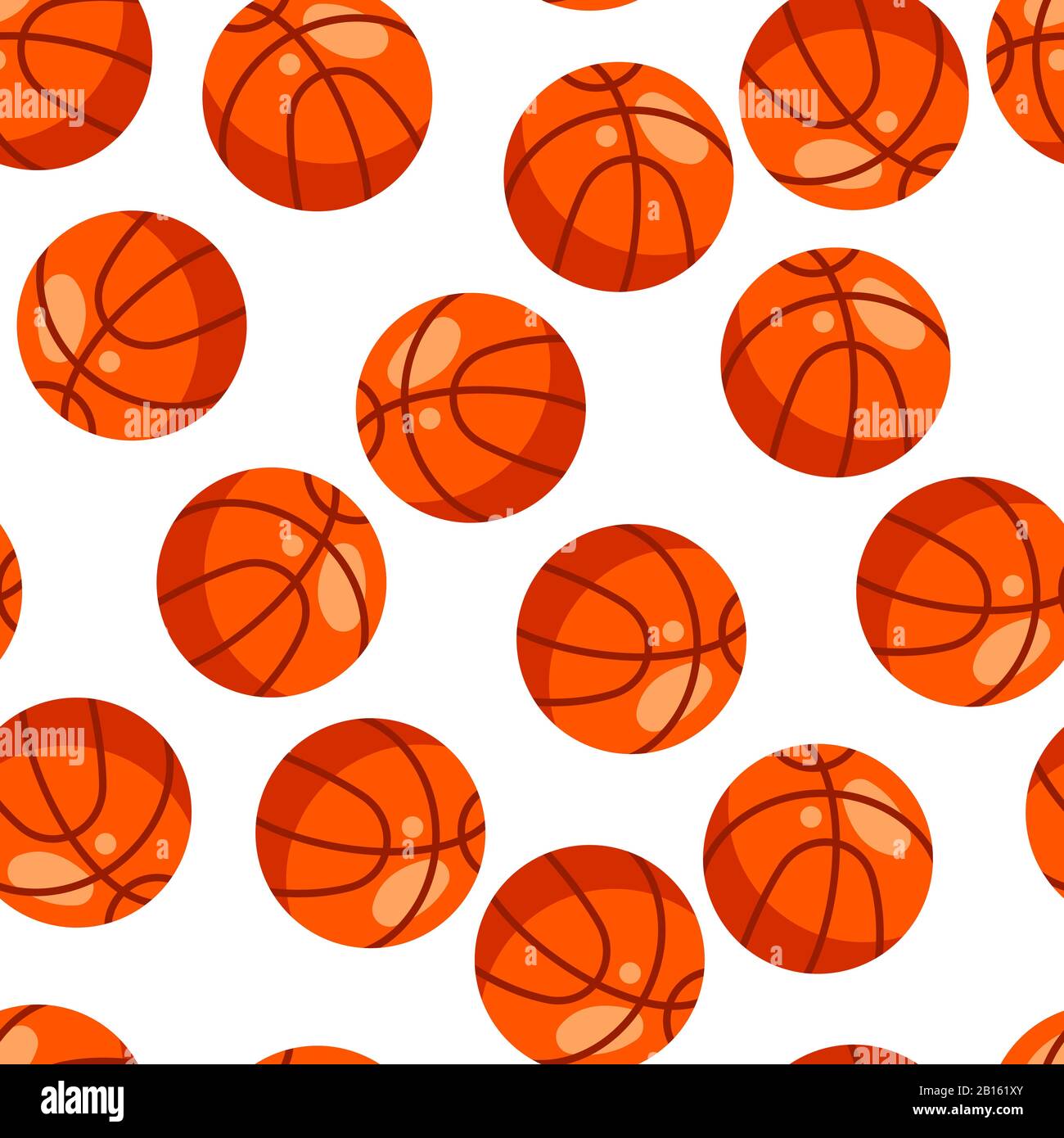 Modello senza cuciture con palle da basket rosse in stile piatto. Illustrazione Vettoriale