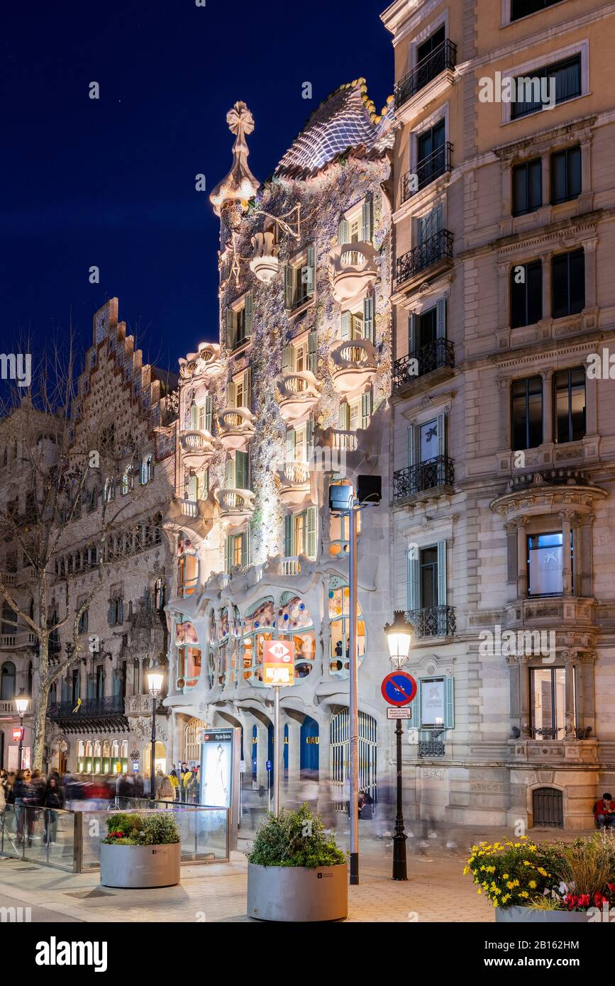 Casa Batllo, Barcellona, in Catalogna, Spagna Foto Stock