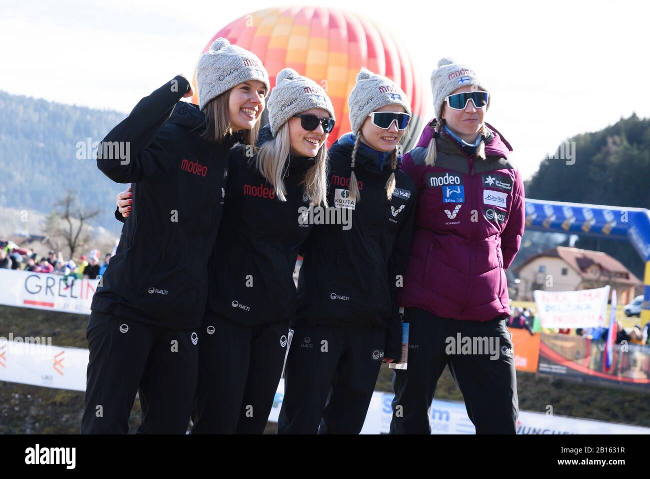 Il 22 febbraio 2020 a Ljubno, Slovenia, la squadra finlandese di salto con gli sci alla FIS Ski Jumping World Cup Ljubno 2020. (Foto Di Rok Rakun/Pacific Press/Sipa Usa) Foto Stock