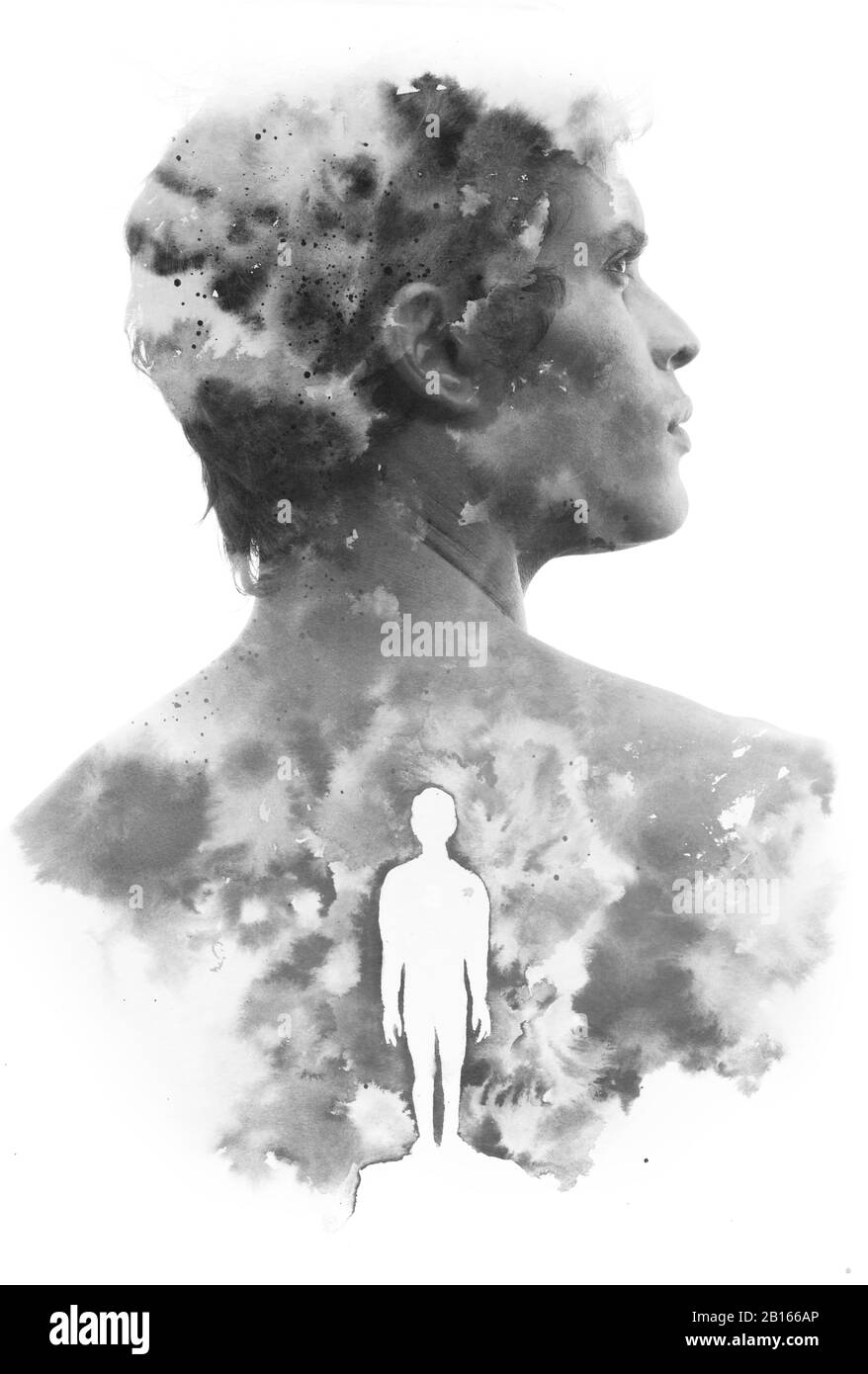 Pittura. Un ritratto combinato con un dipinto Foto Stock