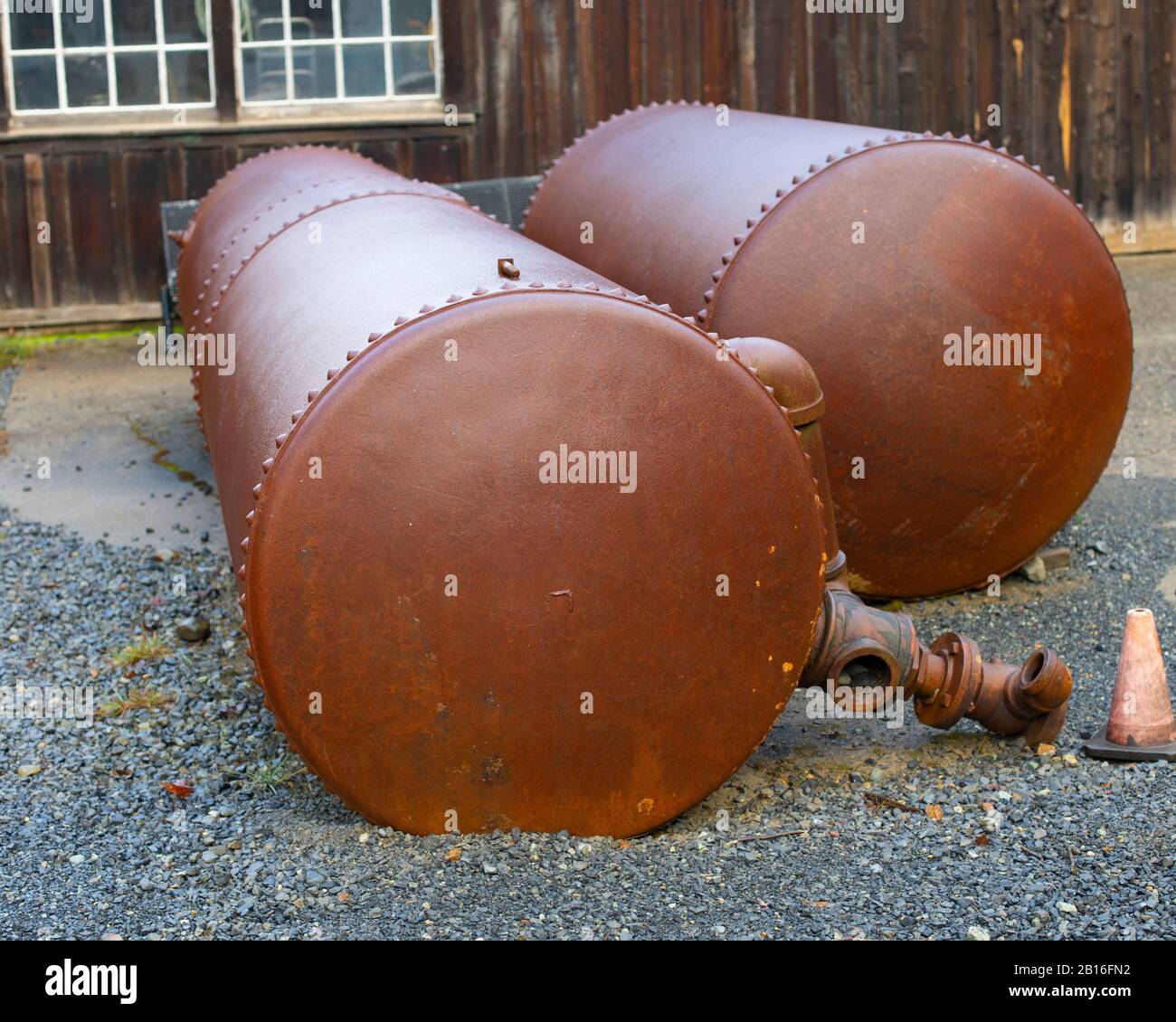 Vecchio frantoio del minerale al Britannia Mine Museum a Britannia Beach, British Columbia, Canada Foto Stock