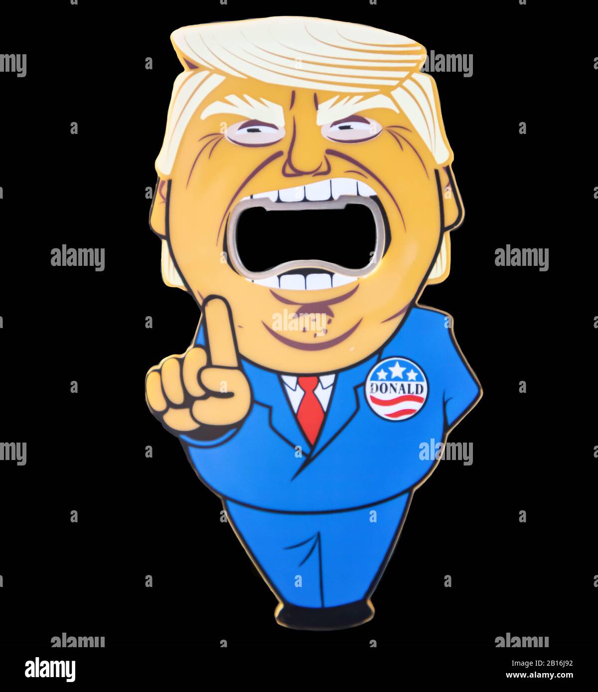 Presidente Donald Trump, Campaign Magnet Bottle Opener Foto Stock