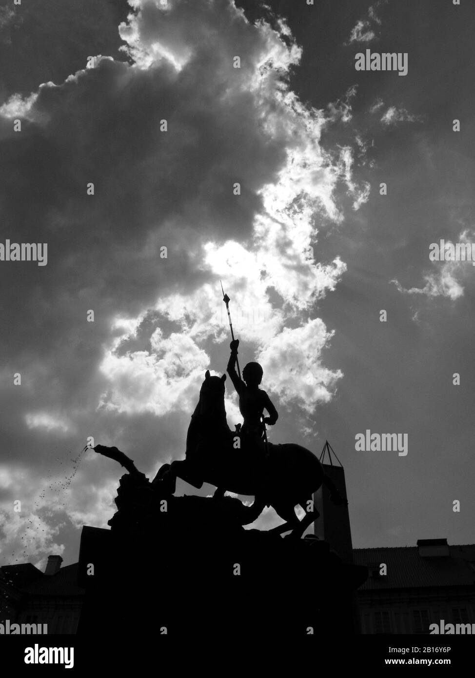 Statua equestre di San Giorgio che uccide il drago. Il Castello di Praga. Praga. Repubblica ceca Foto Stock