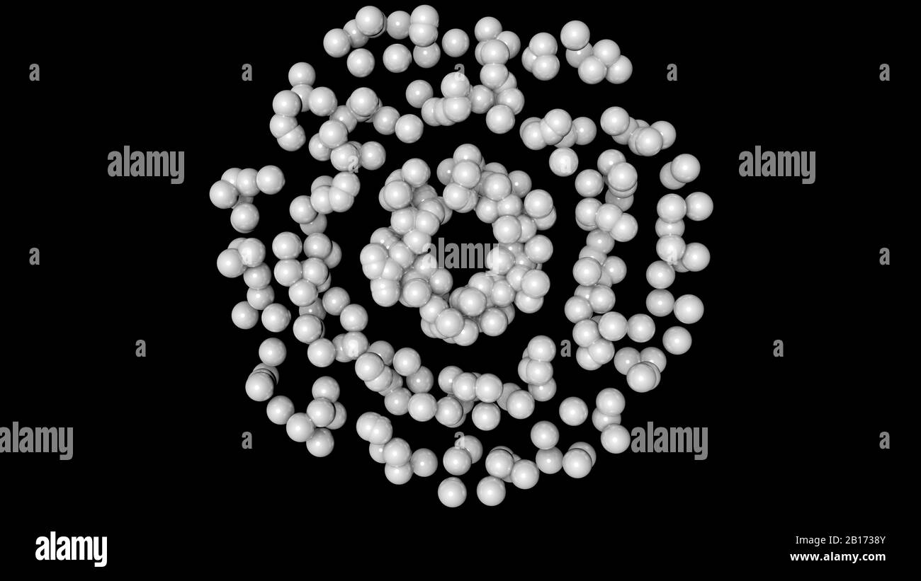 rendering 3d di sfera bianca volante isolata su sfondo nero Foto Stock