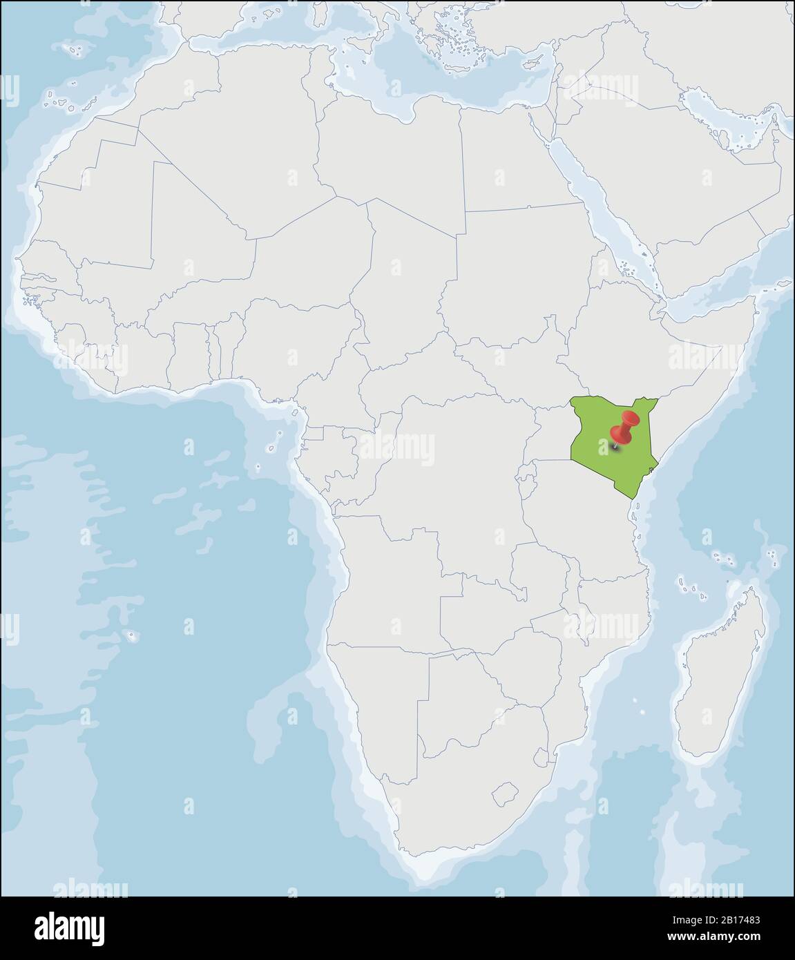 Repubblica del Kenya posizione sulla mappa dell'Africa Illustrazione Vettoriale