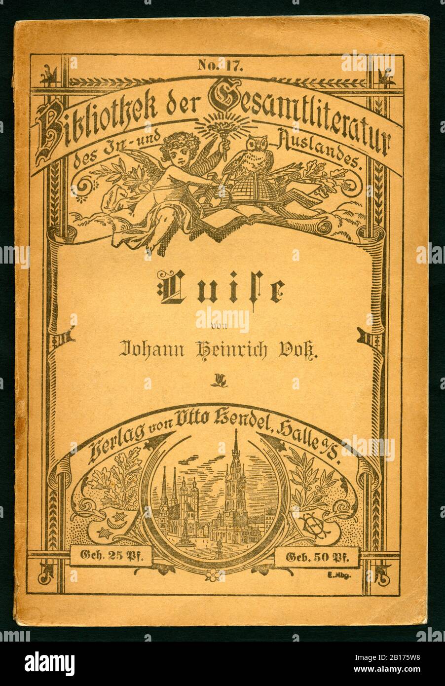 Europa, Deutschland, Mecklenburg-Vorpommern, Sommerstorf, Titel der Broschüre ' Luise ' von Johann Heinrich Voß, deutscher Dichter und Übersetzer, Motiv aus : ' Luise ' , von Johann Heinrich Voß , Bibliothek der Gesamtliteratur des In- und Auslandes, Verlag von otto Hendel, Halle a.. S. , ca. 1890 . / Europa, Germania, Mecklenburg-Vorpommern, Sommerstorf, copertina del depliant ' Luise ' di Johann Heinrich Voß - Johann Heinrich Voss - , poeta e traslater tedesco, immagine di : ' Luise ' , di Johann Heinrich Voß, biblioteca della letteratura in patria e all'estero, pubblicando hous Foto Stock