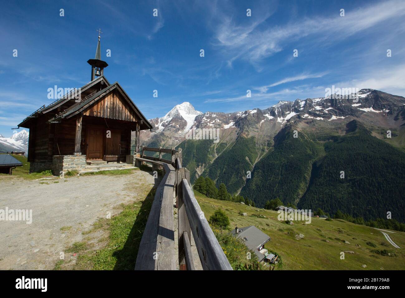 Cappella nel Loetschental, Svizzera, Vallese, Wiler Foto Stock