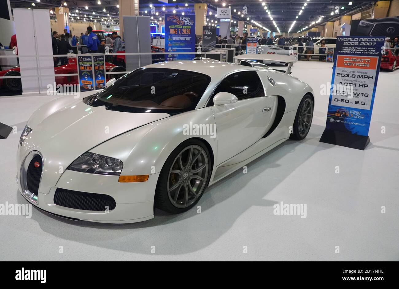 Philadelphia, Pennsylvania, Stati Uniti - 9 febbraio 2020 - la supercar Bugatti Veyron bianca Foto Stock