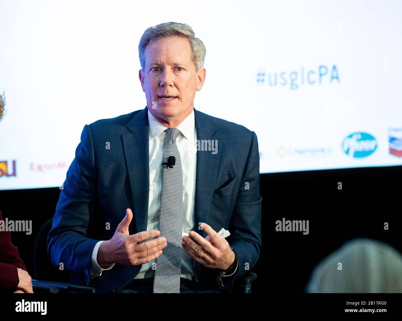 21 febbraio 2020 - Kennett Square, PA, Stati Uniti: Jock Scharfen, Vice President, Corporate Affairs, Cargill, affrontando un evento in Pennsylvania della Global Leadership Coalition (USGLC) degli Stati Uniti. (Foto di Michael Brochstein/Sipa USA) Foto Stock