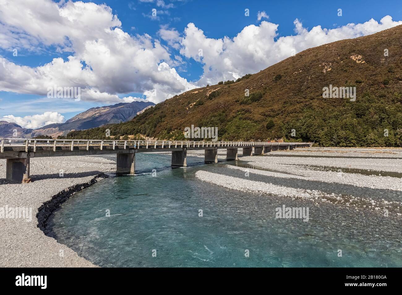 Nuova Zelanda, Bealey Bridge sul fiume Waimakariri Foto Stock