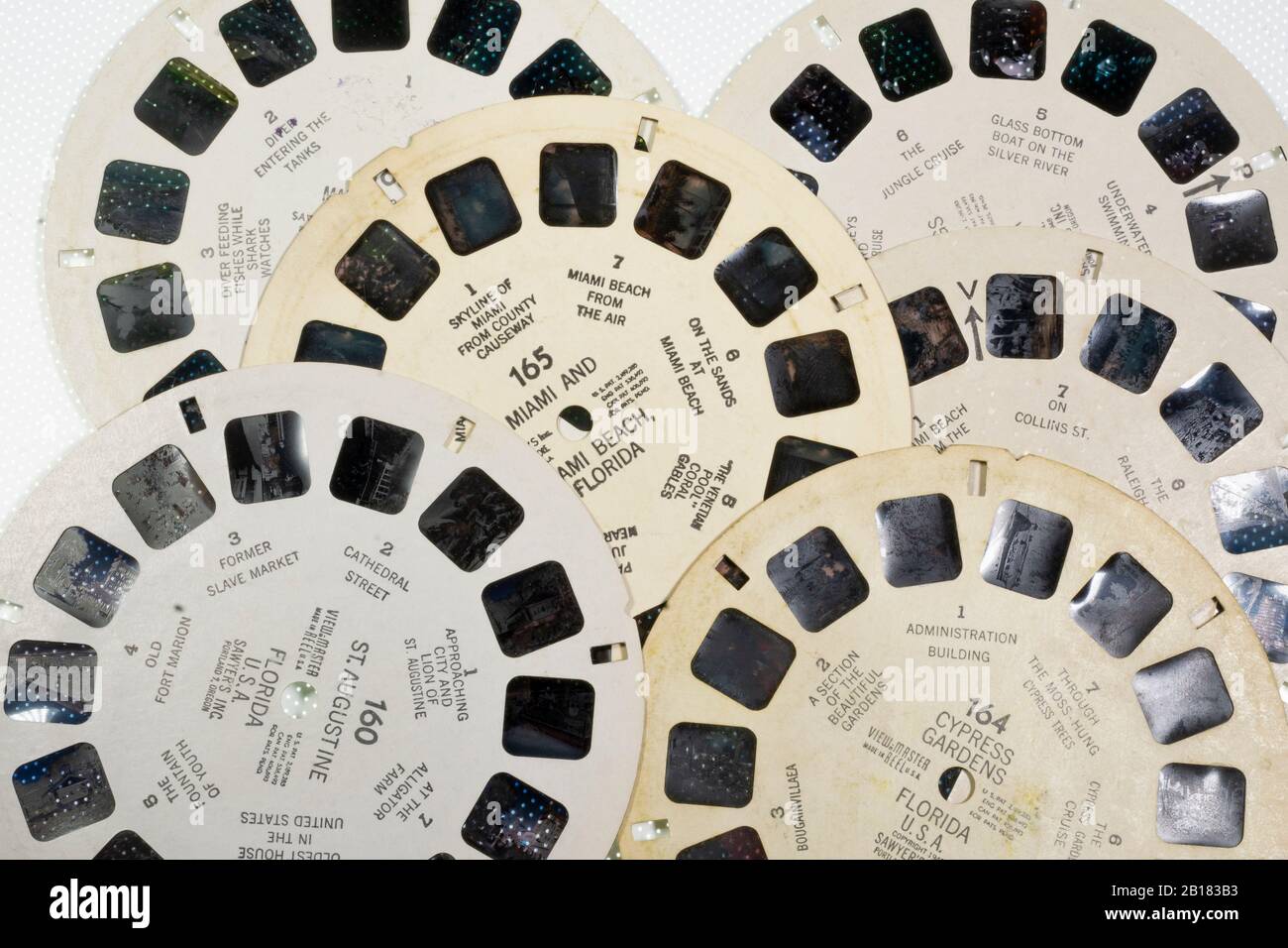 Old View Master bobine di attrazioni turistiche della Florida Foto Stock