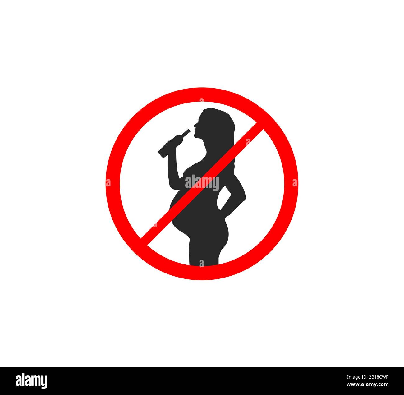 Pericolo di gravidanza, non bere. Illustrazione del vettore. Piatto. Illustrazione Vettoriale