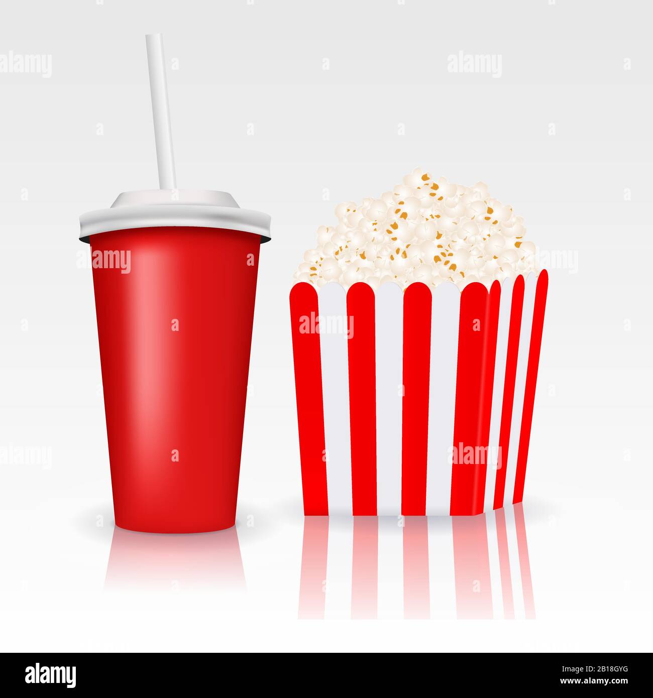 Set cinema - popcorn e bevande Illustrazione Vettoriale