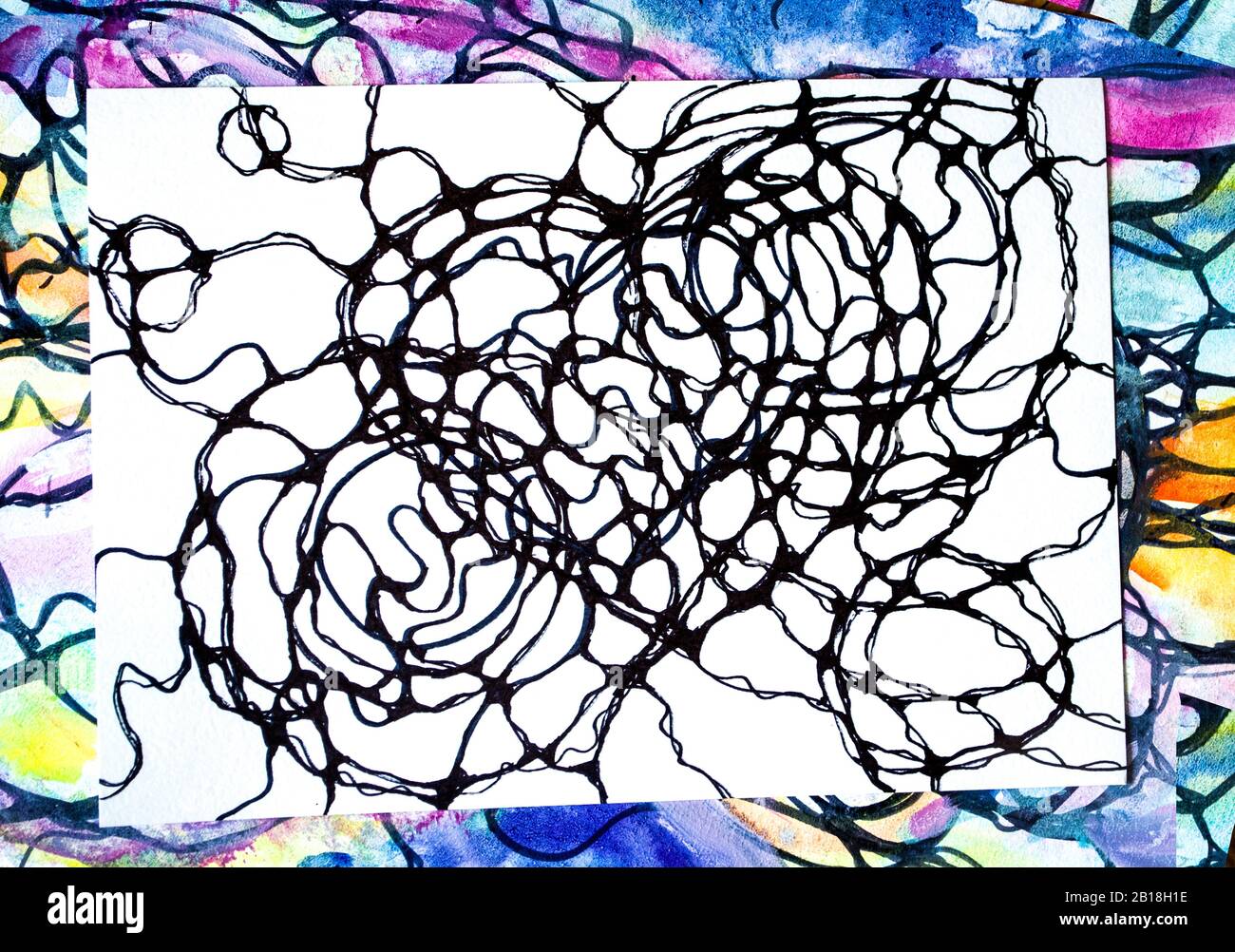 Cuore disegnato graficamente. La Neurografia è una bella tecnica per raggiungere i desideri Foto Stock