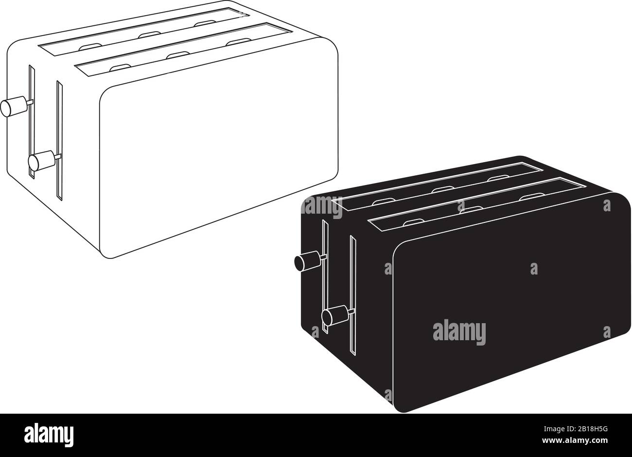 Tostapane. Disegni di contorno in bianco e nero Illustrazione Vettoriale