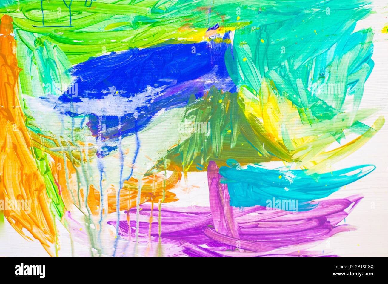 Disegnata a mano di pittura acrilica. L'arte astratta sfondo. Pittura Acrilica su tela di canapa. Colore e struttura. Frammento di opere d'arte. Pennellate di vernice. Foto Stock