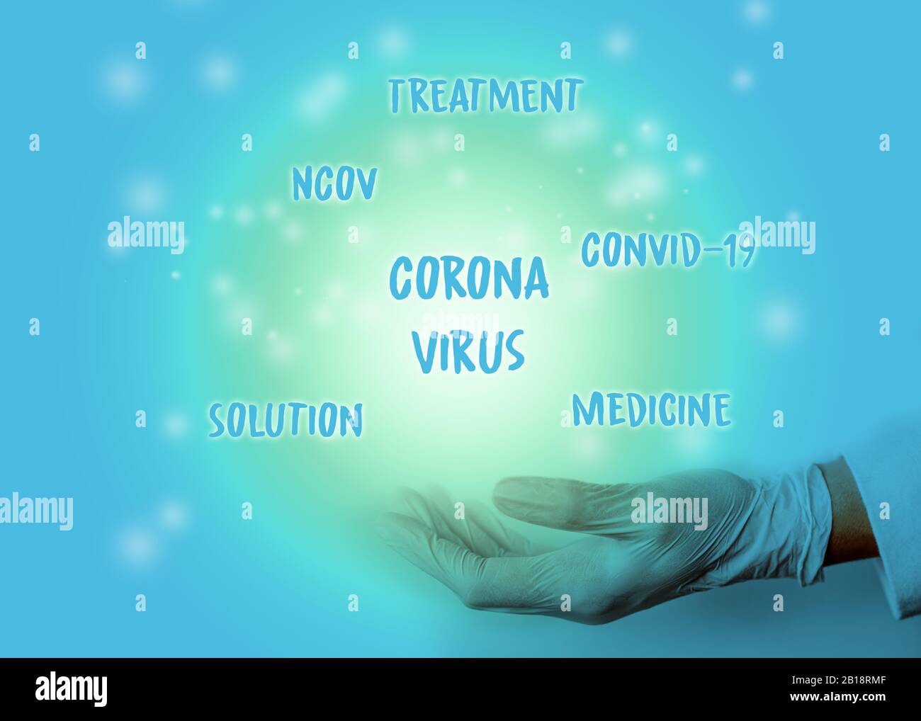Ricerca medica soluzione di medicina per il trattamento di Coronavirus Foto Stock