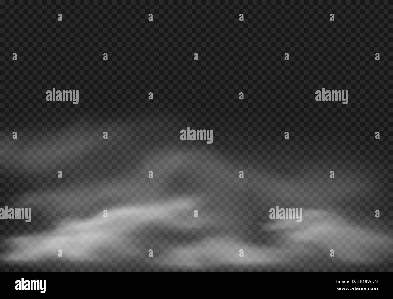 Effetto nebbia. Nuvole di fumo, nebbia torbida e nube fumosa realistica isolata su sfondo trasparente illustrazione vettoriale Illustrazione Vettoriale