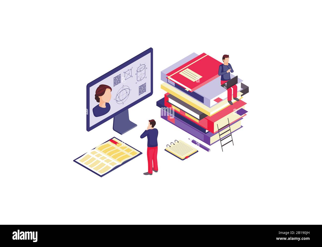 Formazione online isometrica illustrazione vettoriale. Illustrazione Vettoriale