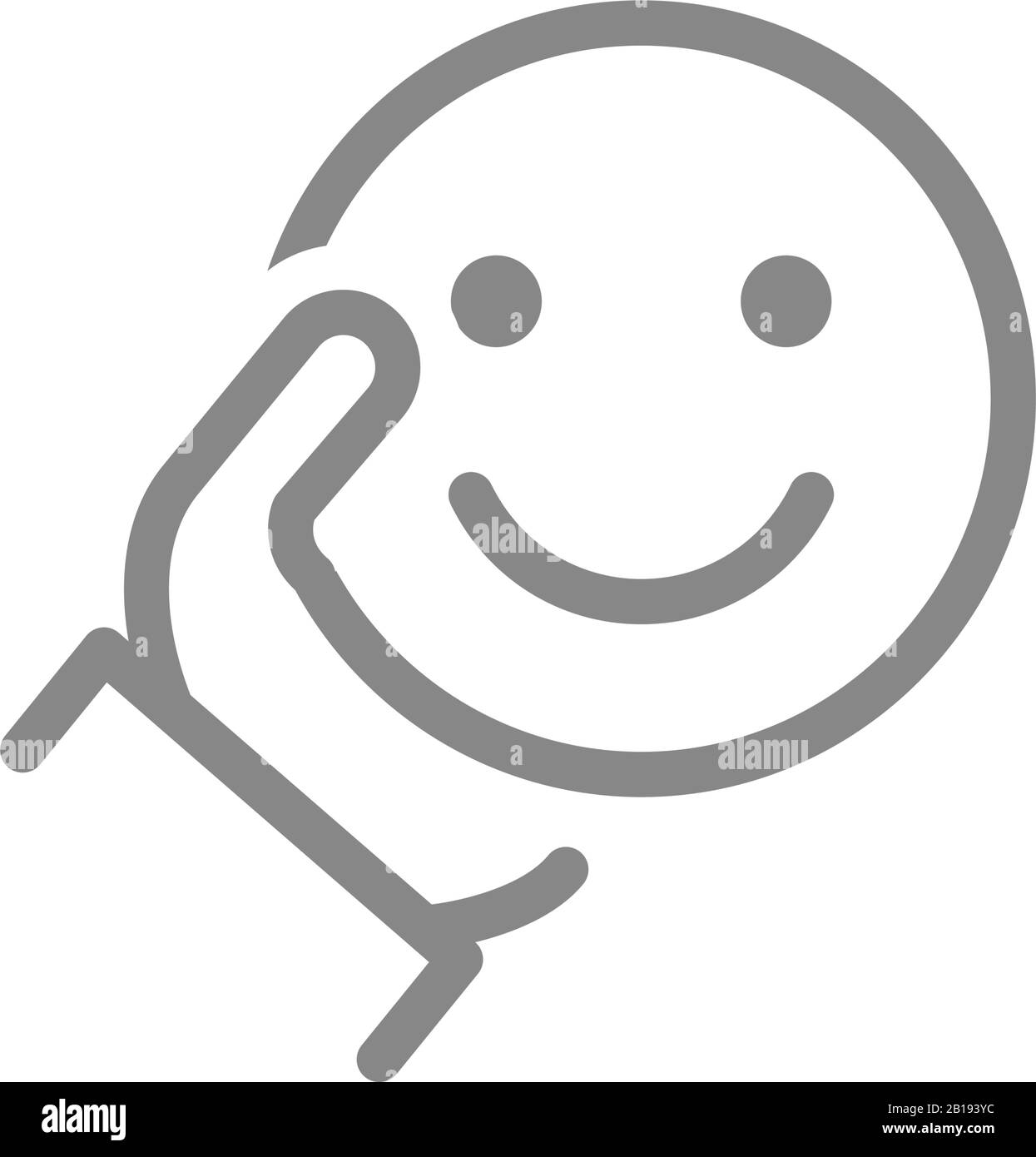 Icona della linea Happy Emoji in attesa di un essere umano. Condividi un buon umore, emozioni di soddisfazione simbolo Illustrazione Vettoriale