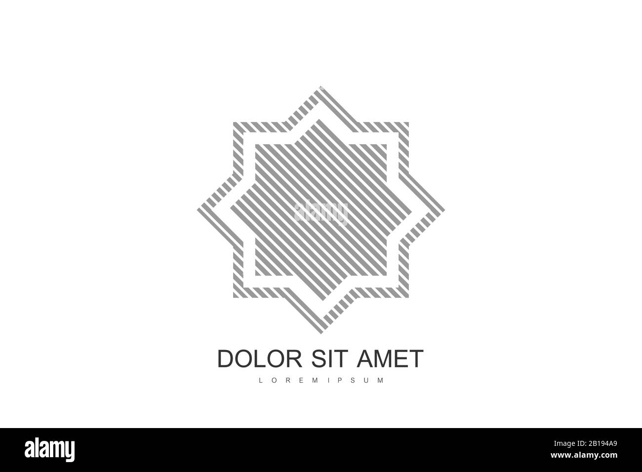 Stile del modello di disegno con logo vettoriale arabo. Logo dell'icona piatta degli Emirati Arabi Uniti Dubai. Emblema per prodotti di lusso, boutique, gioielli, cosmetici orientali Illustrazione Vettoriale