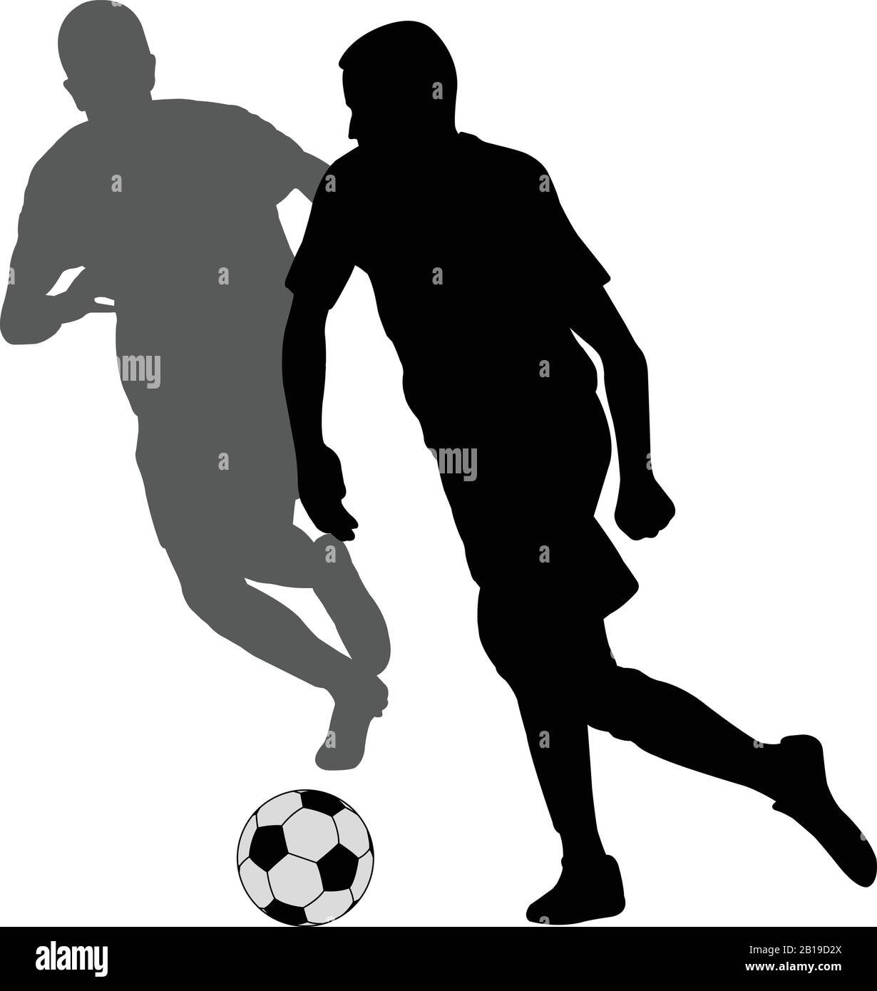 due giocatori di calcio che calciano in duello silhouette - vettore Illustrazione Vettoriale